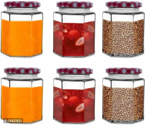 Glass Jars - 250 Glass Pickle Jarnbsp;nbsp;(Pack of 6, Red, White)