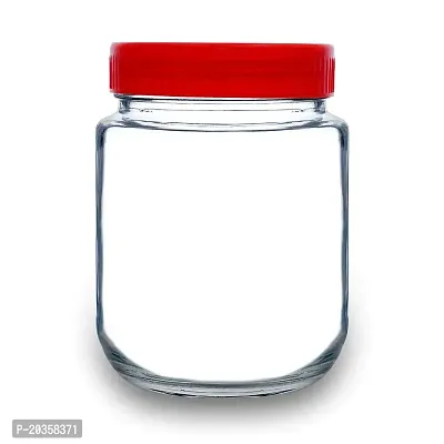 Croco Kitchen Container Storage Glass Jar Round Air-Tight Jars With Plastic Red Lid 500Ml Perfect For Dry Fruits, Biscuits, Cookies  Candy'S, Spices, Flacks, Pickles (4)-thumb2