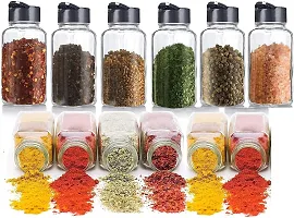 Kitchen Masala Storage Glass Jar Grocery Container Air Tight PACK 12 - 120 ml Glass Utility Containernbsp;nbsp;(Pack of 12, White)-thumb2