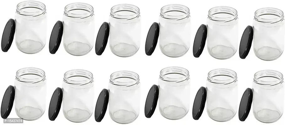 500 Glass Grocery Containernbsp;nbsp;(Pack of 12, Black)