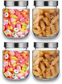 Glass Jars - 500 Glass Cereal Dispensernbsp;nbsp;(Pack of 4, Silver)-thumb1