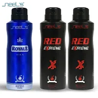 neel's Unisex Deodorant Perfumed Body Spray Long Lasting Classic Fragrance Deo, Premium Body Spray, Perfect For Everyday Use (Combo Pack Of 1 Royal and 2 Red Extreme) 200 ml Each-thumb1