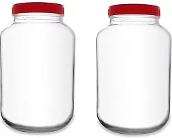 Glass Jars - 6 Glass Grocery Containernbsp;nbsp;(Pack of 2, Red, Clear)-thumb1