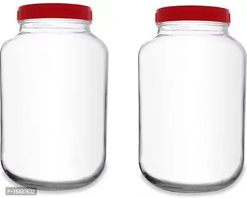 Glass Jars - 6 Glass Grocery Containernbsp;nbsp;(Pack of 2, Red, Clear)-thumb2