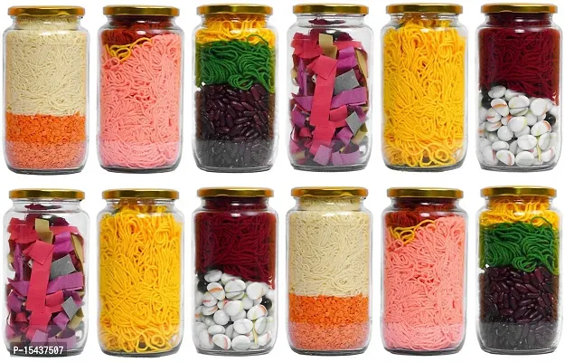 1000 Glass Grocery Containernbsp;nbsp;(Pack of 12, Multicolor)-thumb0