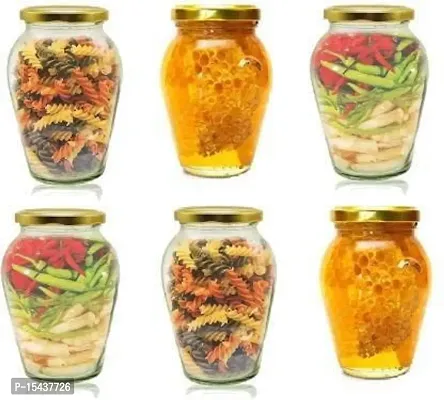 1000 ml glass jar - 1000 ml Glass Grocery Containernbsp;nbsp;(Pack of 6, Clear, Gold)