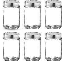 Glass Jars - 800 Glass Grocery Containernbsp;nbsp;(Pack of 6, Silver)-thumb1