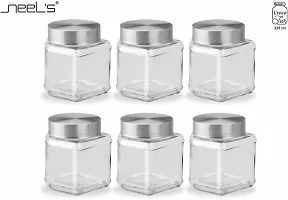 Glass Jars - 350 Glass Cookie Jarnbsp;nbsp;(Pack of 2, Silver)-thumb1