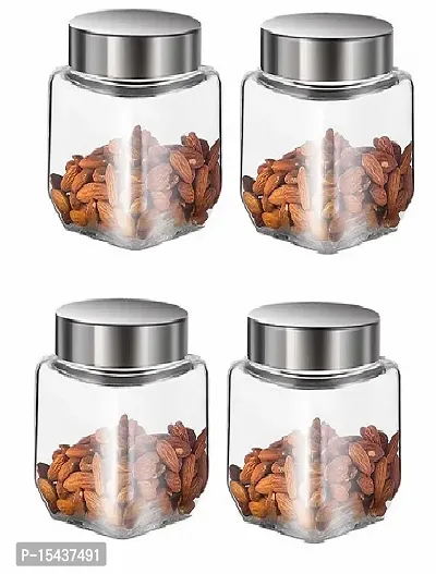 Glass Jars - 800 Glass Cereal Dispensernbsp;nbsp;(Pack of 6, Silver)-thumb0