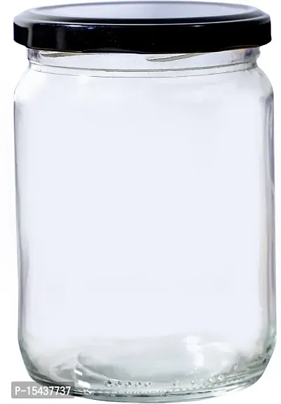 nbsp;550ML-Kitchen Storage spices masala ,Tea ,Coffee  Sugar Glass Container, Glass Pickle Jar with black lid-550 Ml - 555 Glass Pickle Jarnbsp;nbsp;(Pack of 6, Clear)-thumb5