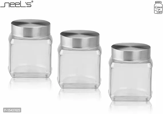 Glass Jars - 350 Glass Cookie Jarnbsp;nbsp;(Pack of 2, Silver)