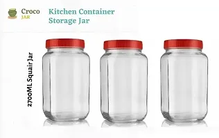 2700 Glass Grocery Containernbsp;nbsp;(Pack of 3, Red)-thumb1