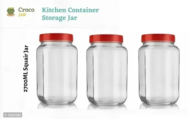 2700 Glass Grocery Containernbsp;nbsp;(Pack of 3, Red)-thumb2