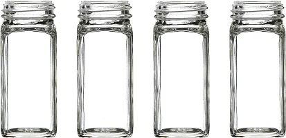 Jar with Black Sifter Two Sided Sifter Cap - 120 ml Glass Grocery Containernbsp;nbsp;(Pack of 12, Clear)-thumb1