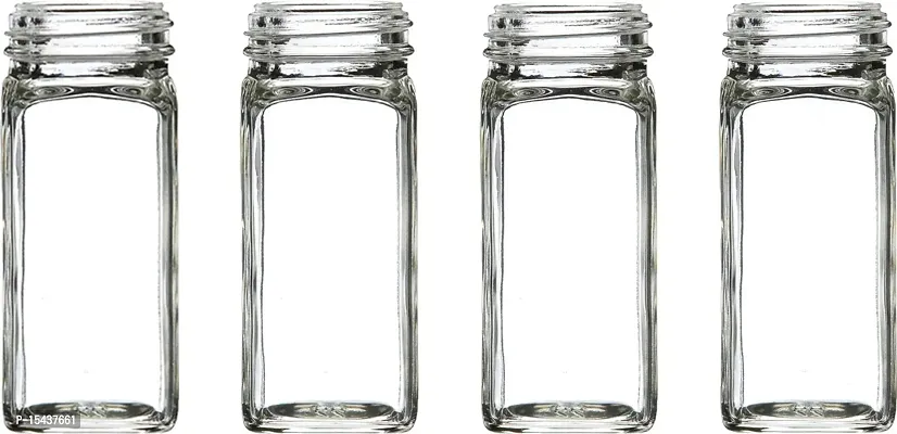 Jar with Black Sifter Two Sided Sifter Cap - 120 ml Glass Grocery Containernbsp;nbsp;(Pack of 12, Clear)-thumb2