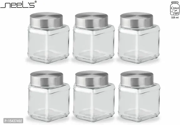 Glass Jars - 350 Glass Cookie Jarnbsp;nbsp;(Pack of 6, Silver)-thumb0