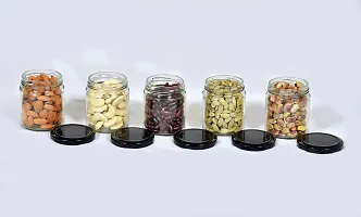 250 ml glass Grocery container jar set of-16(250 ml- 16 pcs) - 250 ml Glass Grocery Containernbsp;nbsp;(Pack of 16, Black)-thumb1