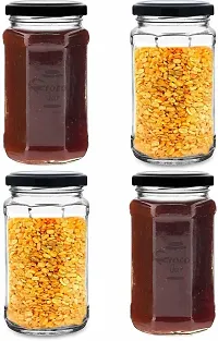 Croco Jar Glass Jars and Storage Containers Air Tight Lid For Herbs, Foods, Jams, Liquid, Small Spice Jars - 500 Ml Glass Pickle Jar (Pack Of 6, Black)-thumb2