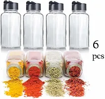 Jars, Spice Shaker/Pourer with Lid Great for Spices, Herbs, Seasonings - 120 ml Glass Grocery Containernbsp;nbsp;(Pack of 6, Clear, Black)-thumb3