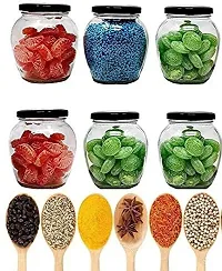 Matka Shape Glass Jars for Spice/Jam/Honey  Decoration Craft Work Glass Grocery - 350 ml Glass Cookie Jarnbsp;nbsp;(Pack of 8, Clear)-thumb1