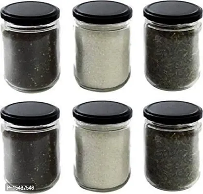 nbsp;500 Glass Grocery Containernbsp;nbsp;(Pack of 3, Black)-thumb2