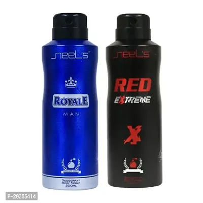 neel's Unisex Deodorant Perfumed Body Spray Long Lasting Classic Fragrance Deo, Premium Body Spray, Perfect For Everyday Use (Combo Pack Of Royal and Red Extreme) 200 ml Each-thumb0