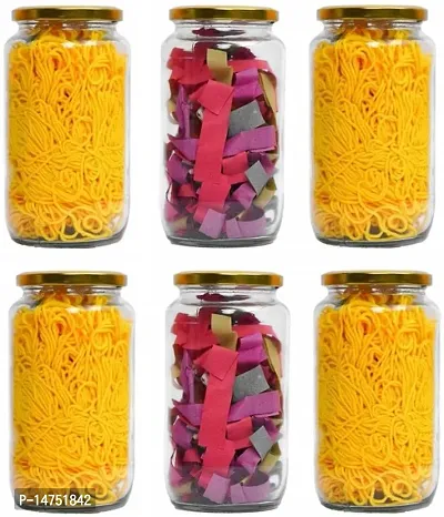 CROCO JAR 1000 ml Glass Honey Jar  (Pack of 6, Gold)