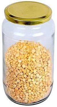 CROCO JAR 1000 ml Glass Honey Jar  (Pack of 6, Gold)-thumb1