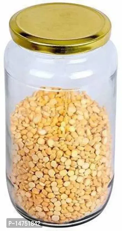 CROCO JAR 1000 ml Glass Honey Jar  (Pack of 6, Gold)-thumb2