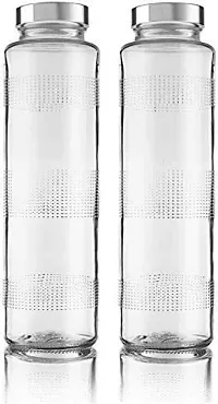 CROCO JAR  Glass Bottles for Fridge Glass Bottles with Reusable 750 ml Bottle  (Pack of 2, Clear, Glass)-thumb1