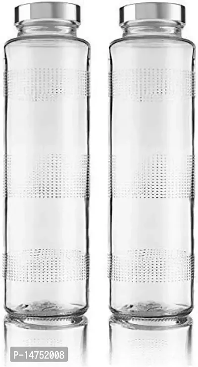 CROCO JAR  Glass Bottles for Fridge Glass Bottles with Reusable 750 ml Bottle  (Pack of 2, Clear, Glass)-thumb2