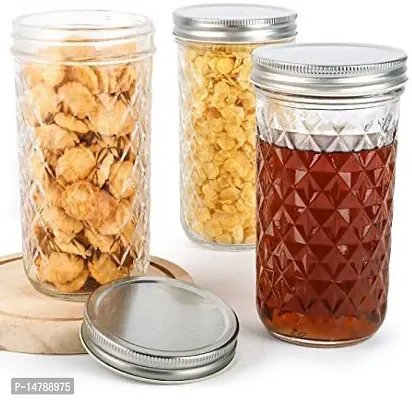 CROCO JAR  TeaCoffee,Sugar,Container Storagecontainer,Food,Grain,pickle,SpicesSet - 400 ml Glass Grocery Container  (Pack of 3, Clear)-thumb0