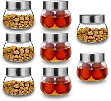 CROCO JAR   300 ml Glass Honey Jar  (Pack of 6, Silver)-thumb1