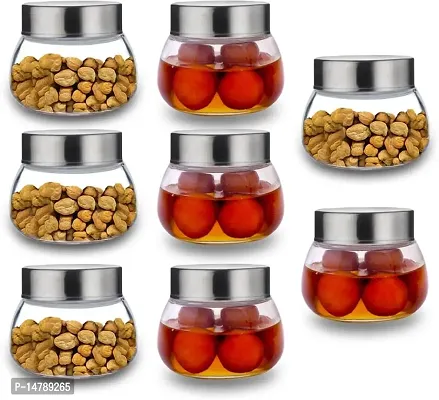 CROCO JAR   300 ml Glass Honey Jar  (Pack of 6, Silver)-thumb2