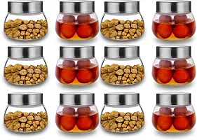 CROCO JAR   300 ml Glass Honey Jar  (Pack of 6, Silver)-thumb2