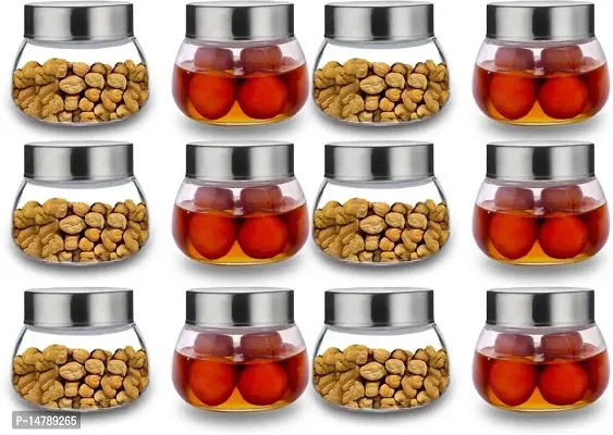 CROCO JAR   300 ml Glass Honey Jar  (Pack of 6, Silver)-thumb3