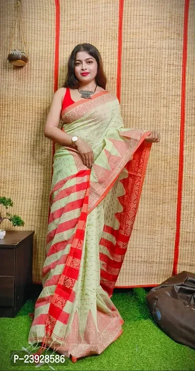 Stylish Chanderi Cotton Digital Print Saree with Blouse Piece