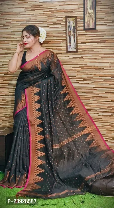 Stylish Chanderi Cotton Digital Print Saree with Blouse Piece