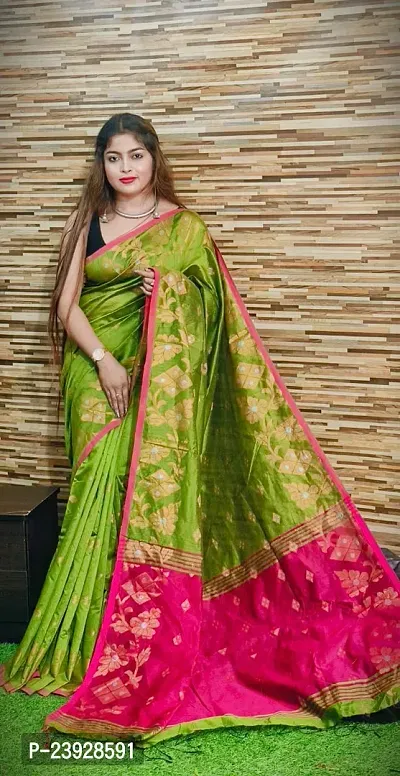 Stylish Chanderi Cotton Digital Print Saree with Blouse Piece