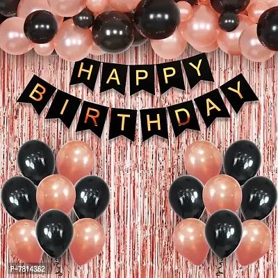 Birthday decoration kit with 35 pieces, including 30 black and white balloons, 2pc stars foil balloons, 1 happy birthday banner for children,/ 2pc foil curtain / adults, couples, girls, and boys-thumb0