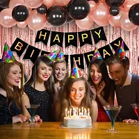Birthday decoration kit with 35 pieces, including 30 black and white balloons, 2pc stars foil balloons, 1 happy birthday banner for children,/ 2pc foil curtain / adults, couples, girls, and boys-thumb2
