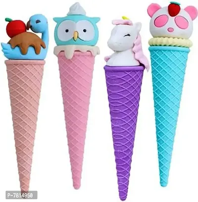 Kids Cute Eraser Sharpener in the Shape of an Ice Cream Cone, Party  Return Gift (Pack of 2)-thumb5