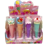Kids Cute Eraser Sharpener in the Shape of an Ice Cream Cone, Party  Return Gift (Pack of 2)-thumb1