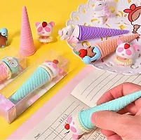 Kids Cute Eraser Sharpener in the Shape of an Ice Cream Cone, Party  Return Gift (Pack of 2)-thumb2