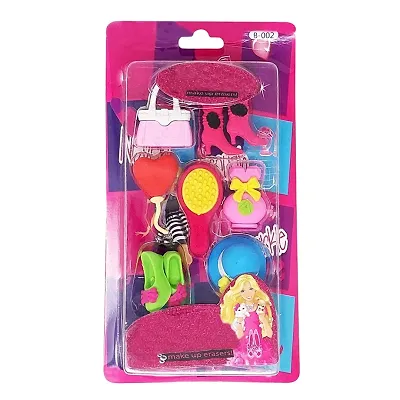 BARBIE GIRL MAKEUP KIT SHAPE Doll Accessories Erasers for Kids