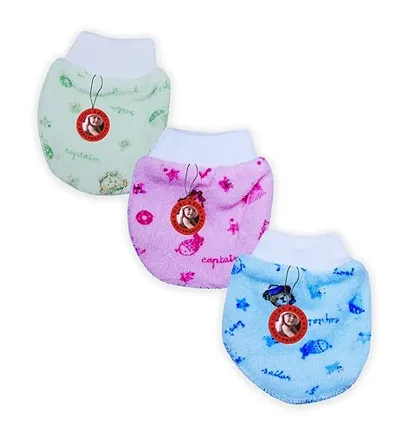 Baby girls and boys Pack of 3 Soft Cotton Mittens (3-6 Months, Multicolor) 3 Pairs)