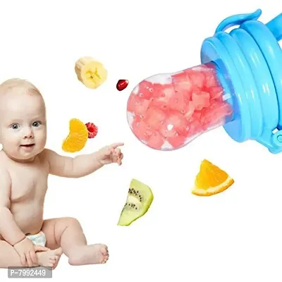 Baby Fruit Feeder Pacifier | Nibbler for Baby | Silicone Fruit and Juice Feeder | Teether for Baby | Kids Nipple Pacifier for Fruits | BPA Free for 4 to 12 Months ( Pack of 1,-thumb0