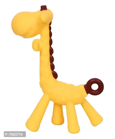 Babys Food Grade Silicone Teething Toy/Teething Stick in the Shape of a Giraffe (Yellow, Pack of 1) ( 0-24 months)
