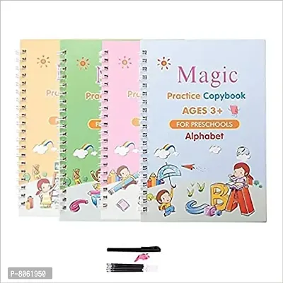 Number tracing book for preschoolers with pen, Magic Practice Copybook (4 Books), and Practical Reusable Writing Tool with Magic Calligraphy Copybook Set Simple Hand Lettering