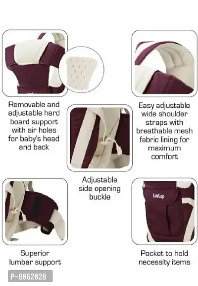 Baby Sling Carrier Bag, Child Safety Strip, Adjustable Hands Free, Baby Safety Belt, and Baby Back Carrier Bag ( maroon-thumb2